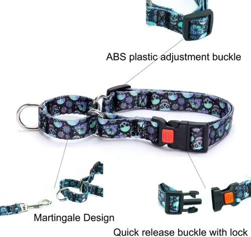 Vista 2 de Collar Martingale para perros con hebilla, antideslizante, a prueba de escapes, collares limitados para mascotas, cierre a presión con cierre