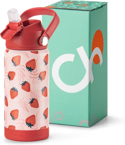 Vista 15 de Botella de Agua Choco Mocha para Niños para la Escuela, Botella de Agua Aislada para Niños de Acero Inoxidable para Niños, 14 Oz Camión Monstruo