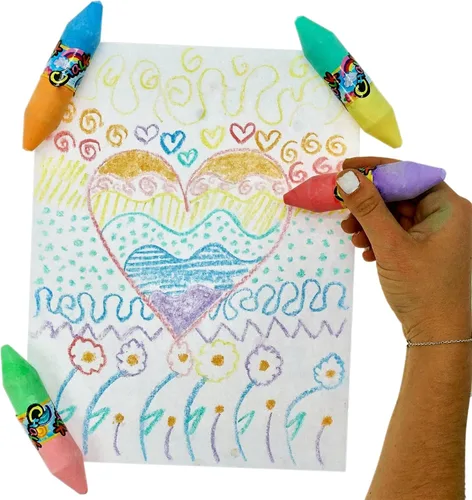 Vista 3 de JA-RU Tiza gigante de doble cara para acera (paquete de 1) no tóxica y lavable para niños, juego de arte definitivo para niños, dibujo de calle al