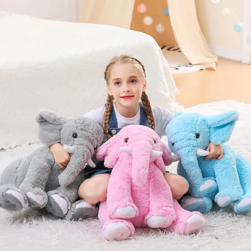 Vista 6 de JellyMallow Animales de peluche con peso de elefante, 5 libras y 16 pulgadas, color azul, almohada grande de peluche de elefante con peso, regalo