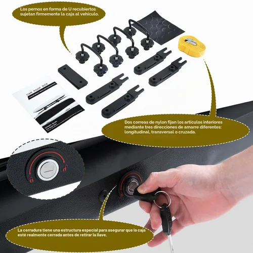 Vista 6 de Caja de carga para techo de 13 pies cúbicos para automóvil, almacenamiento de equipaje de viaje