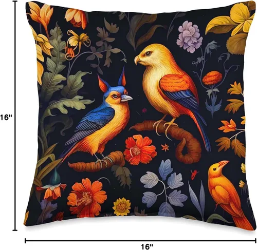 Vista 4 de DAG Fauna & Flora Dark Academia Art - Almohada (16 x 16 pulgadas), multicolor