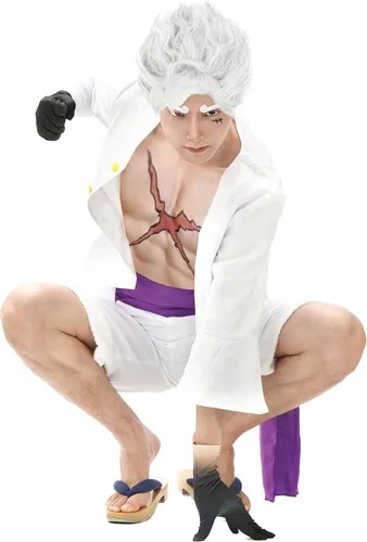 Vista 7 de DAZCOS Disfraz de Luffy Cosplay Wano Country de talla estadounidense con banda