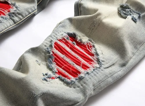 Vista 4 de OIIIO Jeans elásticos rasgados de ajuste regular para hombre