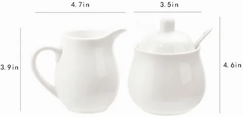 Vista 2 de Juego de crema y azúcar de cerámica colorida con cuchara de tapa, juego de servicio de café