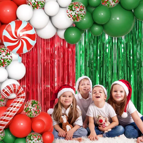 Vista 2 de Kit de arco de guirnalda de globos de Navidad de 153 piezas de AIBIIN, globos de fiesta de Navidad, decoraciones de globos blancos, rojos y verdes