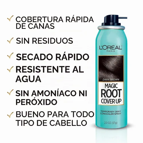 Vista 6 de L'Oreal Paris Magic Root Cover Up - Corrector en aerosol gris marrón claro, 2 onzas y marrón oscuro, paquete de 2 onzas