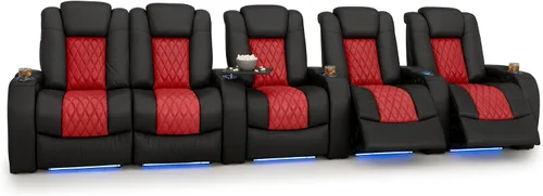 Vista 64 de Seatcraft Asiento de cine en casa Diamante Marrón Reclinable Individual