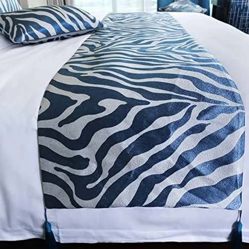 Vista 2 de Pañuelos de cama para decoración del hogar, diseño de cebra, bandera de cama con estampado de animales, jacquard, acolchado para cama, para Negro