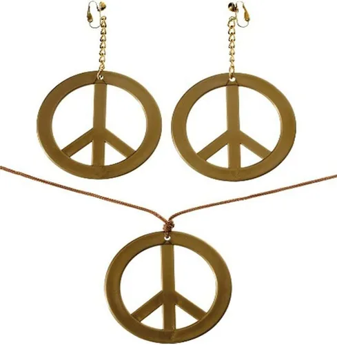 Vista 2 de Impresionante joyería de paz (paquete de 3) Elegante par de aretes y 1 collar para adultos, accesorio perfecto para cualquier ocasión