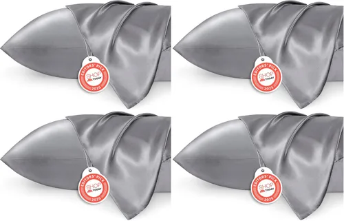 Vista 20 de Bedsure Paquete de 2 fundas de almohada de satén similares a las fundas de almohada de seda tamaño estándar, funda de almohada para mujeres que