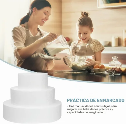 Vista 5 de Juego de 3 muñecos redondos de espuma para tartas de 4, 6, 8 x 2 pulgadas para decorar y exhibir