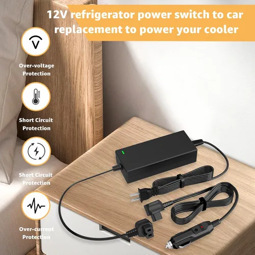 Vista 5 de Cable de alimentación para Bodega, Euhomy, BougeRV, Alpicool, Setpower AC/DC refrigerador de coche AC Adapter & DC Car Fridge Power Cord Kit