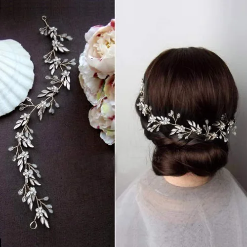 Vista 5 de Unicra Diadema larga con diamantes de imitación de cristal para mujeres y niñas (plateado)