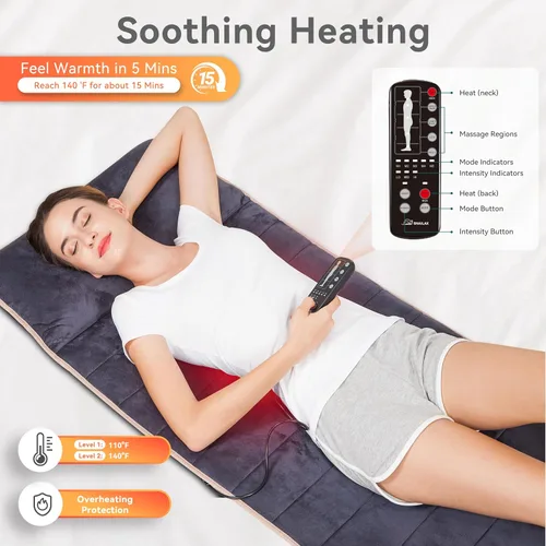 Vista 3 de Snailax - Alfombrilla de masaje de cuerpo completo con calor Gris oscuro