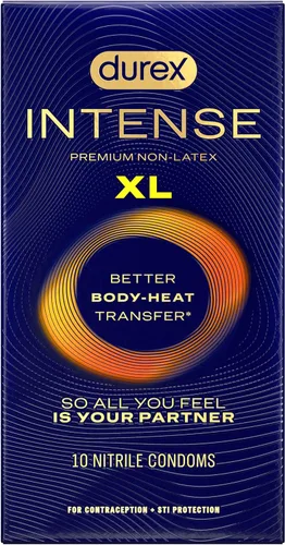 Vista 11 de Durex Intense Ultra Lube - Preservativos sin látex, condones ultrafinos lubricados con lubricante de silicona, sin látex, nitrilo premium, 10