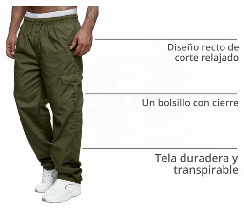 Vista 4 de THWEI Pantalones cargo para hombre, casuales, con cordón, atléticos, jogger, deportivos, pantalones para exteriores Verde militar