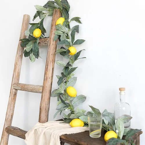Vista 2 de IUIBMI Guirnalda de limón artificial de 6 pies, guirnalda de frutas de primavera con limones artificiales para puerta delantera, hogar, cocina