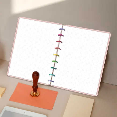Vista 6 de Papel de rellenado de cuadrícula punteada de argolla clásico, insertos pre-perforados de Happy Planner de 9 argollas, papel de hoja suelta de 100