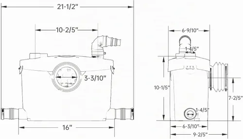 Vista 6 de SUPERFLO Bomba maceradora de 1000 W con 4 entradas de agua