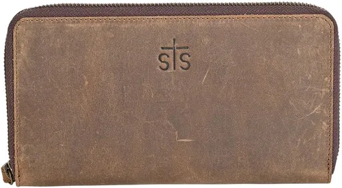 Vista 2 de STS Ranchwear Womens Bentley Distressed Brown Cowhide Zip Around Wallet