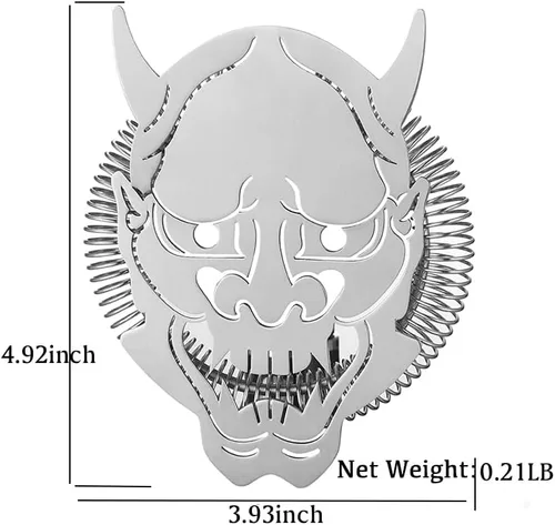 Vista 3 de Colador de cóctel con diseño de cara de demonio, acero inoxidable