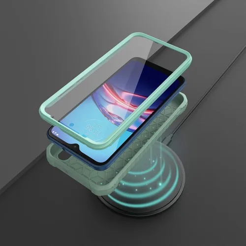 Vista 7 de ExoGuard Funda para Moto E, funda de goma a prueba de golpes de cuerpo completo, protector de pantalla integrado y soporte compatible con Moto E