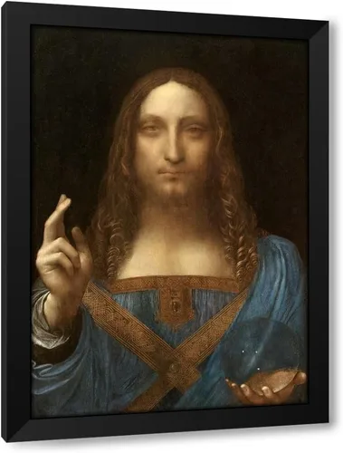 Vista 4 de Da Vinci, Leonardo 15x18 Black Modern Framed and Double Matted Museum Art Print Titled Salvator Mundi
