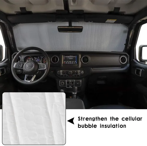 Vista 4 de Parasol para parabrisas protector térmico para Jeep Wrangler Rubicon Sahara 2018-2024 JL JLU 2/4 puertas y Gladiator JT (plateado)