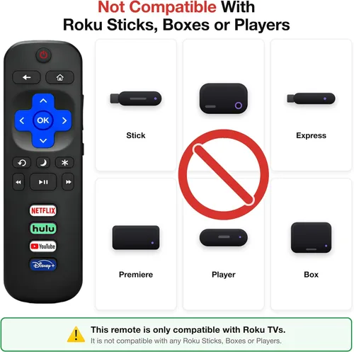 Vista 3 de Control remoto universal para televisores Roku TV, reemplazo