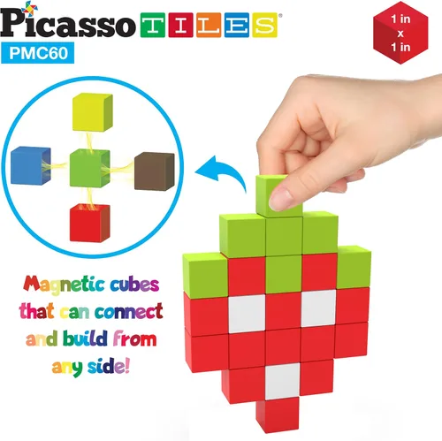 Vista 3 de PicassoTiles Cubo de rompecabezas magnético + kit de ingeniería de 105 piezas, juego de construcción de bloques de construcción magnético de 1