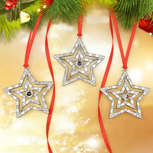 Vista 10 de 3 adornos colgantes para árbol de Navidad, decoración de árbol de Navidad de metal, para fiestas en interiores, hogar, familia, fiesta de mascotas