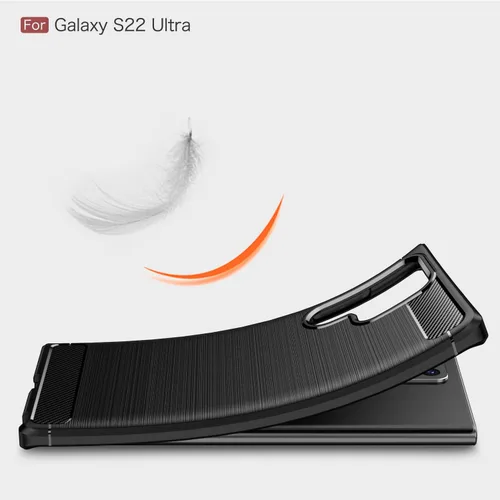 Vista 7 de Funda para Samsung Galaxy S22 Ultra - Textura de fibra de carbono, antiarañazos, absorción de golpes (negro)