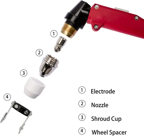 Vista 3 de P80 Plasma Cutter Boquilla Electrodos Consumibles 1.1 Punta 40Amp 45pcs Kit