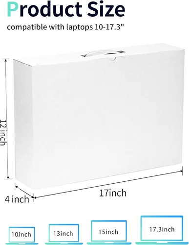 Vista 2 de ALASHI Caja de envío para portátil con espuma de protección, se adapta a 17.3 pulgadas, color blanco