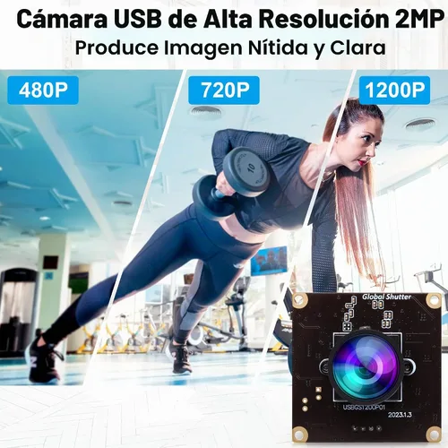 Vista 4 de ELP Global Shutter - Módulo de cámara USB de alta velocidad con lente gran angular para computadora 1080P Mini UVC USB2.0 Cámara web de marco alto