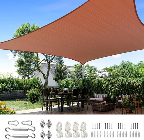Vista 11 de Quictent Toldo rectangular de polietileno de alta densidad de 6.53 oz, 98% de bloqueo UV, para patio, jardín, cubierta comercial con kit de Marrón