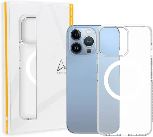 Vista 10 de ARMOR Signature - Funda compatible con MagSafe, para iPhone serie 13 (iPhone 13, gris cristal con cinta gris)