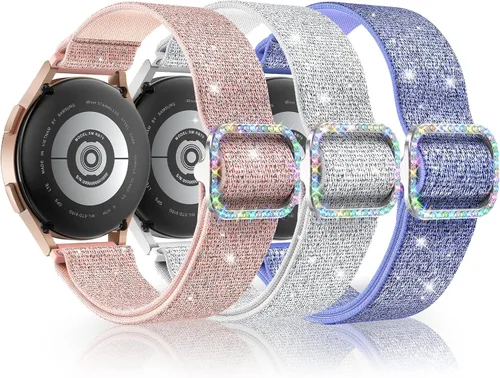 Vista 22 de LETOID Correas para Samsung Galaxy Watch para Mujeres, Correa de Nylon Elástica con Brillos Diseñada para Samsung Galaxy Watch 8/7/6/5/4/FE, Active