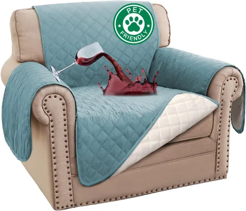 Vista 10 de Turquoize Funda 100 % impermeable para sillón de ala, protector de sofá, triple antideslizante, protector de muebles para mascotas, niños, perros