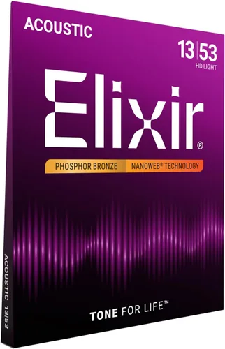 Vista 12 de Elixir, cuerdas de bronce para guitarra acústica 80/20 con recubrimiento Polyweb, extralivianas (.010-.047)