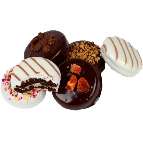 Vista 3 de Cesta de regalo de galletas de chocolate – Surtido de galletas gourmet, Kosher Vegano – Dulce regalo para él y ella, cumpleaños, aniversarios
