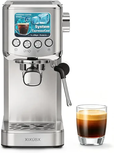 Vista 9 de XIXUBX Máquina de café expreso en frío con espumador de leche, gris Brushed Silver