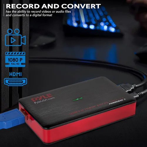 Vista 5 de Pyle Tarjeta de captura de EE. UU., tarjeta de captura de video HDMI 4K, 1080P 60FPS, tarjeta de captura HDMI a USB 3.0 para transmisión en vivo