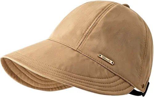 Vista 8 de Sombreros de visera ancha para mujer, sombrero de sol UPF 50+ para viajes Beige