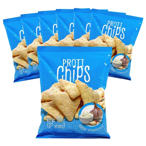 Vista 12 de ProtiFit Chips de proteína para barbacoa, 0.53 oz de proteína, 0.14 oz de carbohidratos netos, bajas en calorías, 1.31 oz (paquete de 7)