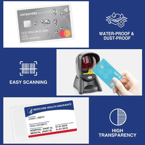 Vista 5 de Sooez Paquete de 5 fundas protectoras para tarjetas de Medicare, 12 mil, PVC transparente, suave, resistente al agua, fundas protectoras