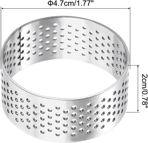 Vista 2 de uxcell 2 anillos de acero inoxidable para hornear, anillo perforado de mousse para hornear, resistente al calor, 1.7 pulgadas de diámetro, 0.8