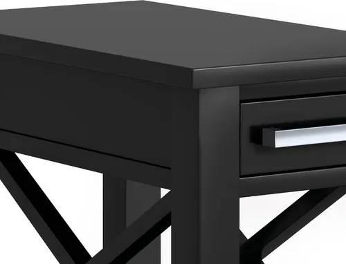 Vista 6 de SIMPLIHOME Kitchener - Mesa auxiliar cuadrada de madera maciza de 21 pulgadas de ancho, color marrón Contemporary accent table with X-design, a