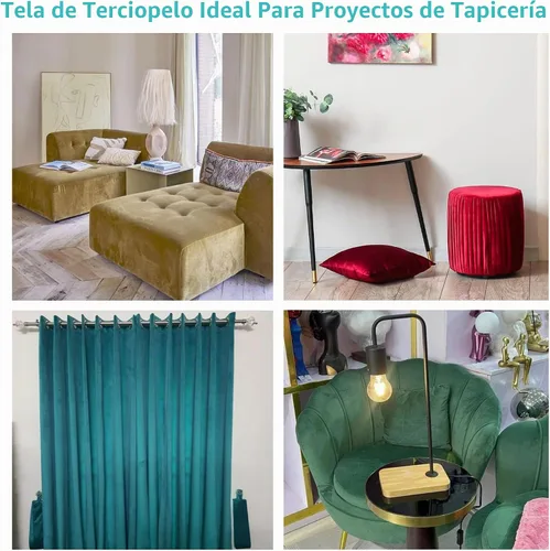 Vista 4 de Tela de tapicería de terciopelo, lujosa, suave para decoración del hogar, sofá, silla, proyectos de cojín (negro, 1 yarda)